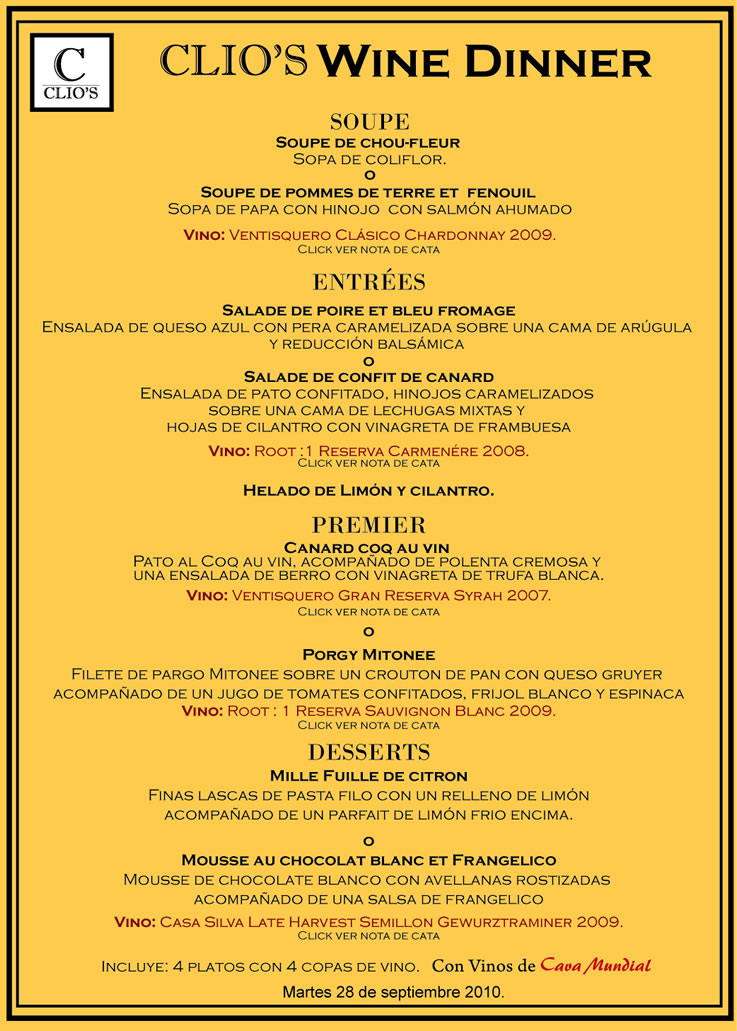 Clios Wine Dinner